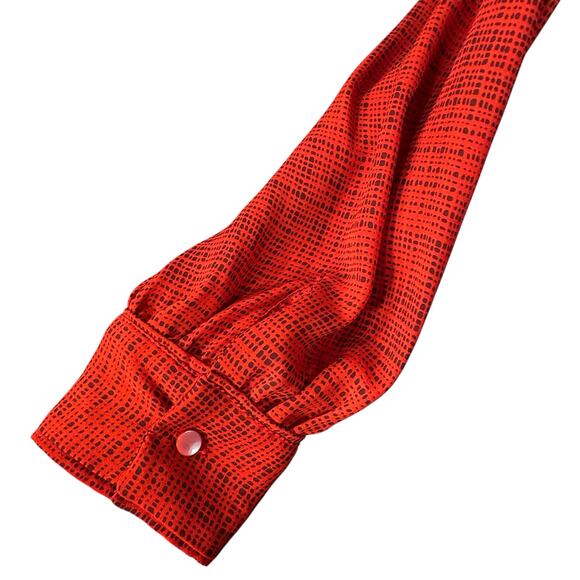 Worthington Medium Top Abstract Button-Up Long Sleeve Lightweight Collared Red - Picture 3 of 9